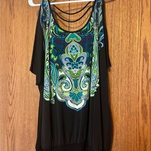 Maurices Black and Blue Paisley Blouse